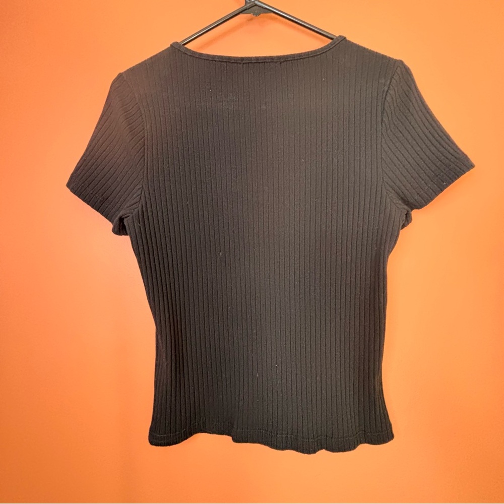 Sanctuary Black Ribbed Button-Down Shirt - Picture 4 of 7